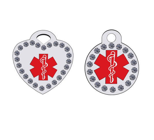 CRYSTAL STAINLESS STEEL MEDICAL ALERT ID TAG