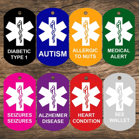 Medical Alert ID Tags Military (Set of 2)